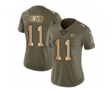 Women Nike Pittsburgh Steelers #11 Justin Hunter Limited Olive Gold 2017 Salute to Service NFL Jersey