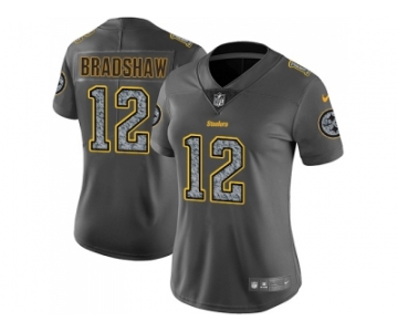 Women Nike Pittsburgh Steelers #12 Terry Bradshaw Gray Static NFL Vapor Untouchable Limited Jersey