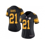 Women Nike Pittsburgh Steelers #21 Sean Davis Black Stitched NFL Limited Rush Jersey