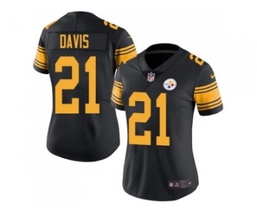 Women Nike Pittsburgh Steelers #21 Sean Davis Black Stitched NFL Limited Rush Jersey