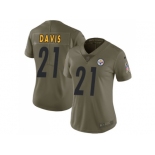 Women Nike Pittsburgh Steelers #21 Sean Davis Olive Stitched NFL Limited 2017 Salute to Service Jersey