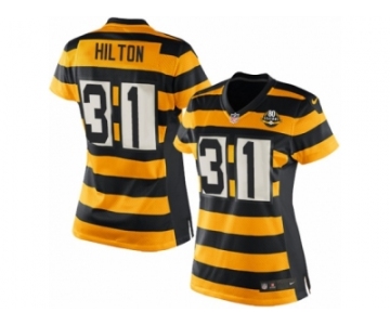 Women Nike Pittsburgh Steelers #31 Mike Hilton Elite Yellow Black Alternate 80TH Anniversary Throwback NFL Jersey