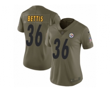 Women Nike Pittsburgh Steelers #36 Jerome Bettis Limited Olive 2017 Salute to Service NFL Jersey