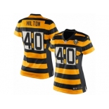 Women Nike Pittsburgh Steelers #40 Mike Hilton Game Yellow Black Alternate 80TH Anniversary Throwback NFL Jersey