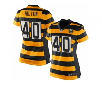 Women Nike Pittsburgh Steelers #40 Mike Hilton Game Yellow Black Alternate 80TH Anniversary Throwback NFL Jersey