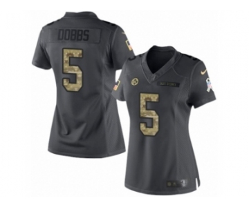 Women Nike Pittsburgh Steelers #5 Joshua Dobbs Limited Black 2016 Salute to Service NFL Jersey