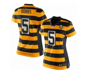 Women Nike Pittsburgh Steelers #5 Joshua Dobbs Limited Yellow Black Alternate 80TH Anniversary Throwback NFL Jersey