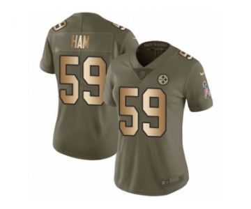 Women Nike Pittsburgh Steelers #59 Jack Ham Limited Olive Gold 2017 Salute to Service NFL Jersey