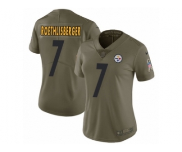 Women Nike Pittsburgh Steelers #7 Ben Roethlisberger Limited Olive 2017 Salute to Service NFL Jersey