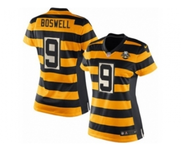 Women Nike Pittsburgh Steelers #9 Chris Boswell Elite Yellow Black Alternate 80TH Anniversary Throwback NFL Jersey