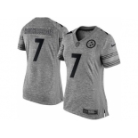 Women Nike Steelers #7 Ben Roethlisberger Gray Stitched NFL Limited Gridiron Gray Jersey