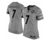 Women Nike Steelers #7 Ben Roethlisberger Gray Stitched NFL Limited Gridiron Gray Jersey