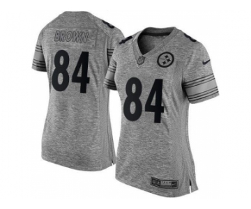 Women Nike Steelers #84 Antonio Brown Gray Stitched NFL Limited Gridiron Gray Jersey