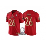 Women Pittsburgh Steelers #26 Le'Veon Bell AFC 2017 Pro Bowl Red Gold Limited Jersey