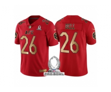 Women Pittsburgh Steelers #26 Le'Veon Bell AFC 2017 Pro Bowl Red Gold Limited Jersey