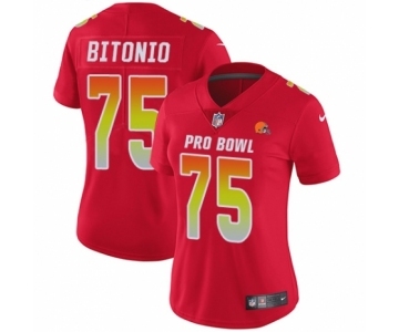 Women's Cleveland Browns #75 Joel Bitonio Limited Red AFC 2019 Pro Bowl Football Jersey