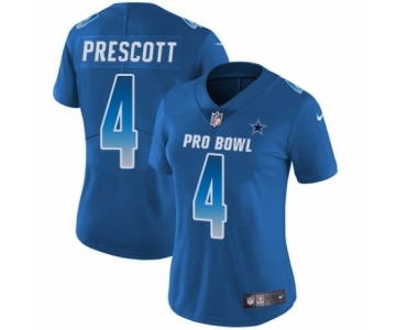 Women's Dallas Cowboys #4 Dak Prescott Limited Royal Blue NFC 2019 Pro Bowl Football Jersey