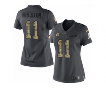 Women's Nike Pittsburgh Steelers #11 Markus Wheaton Limited Black 2016 Salute to Service NFL Jersey