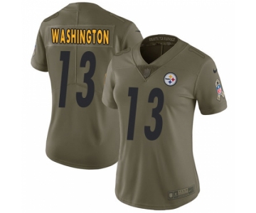 Women's Nike Pittsburgh Steelers #13 James Washington Limited Olive 2017 Salute to Service NFL Jersey