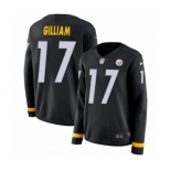 Women's Nike Pittsburgh Steelers #17 Joe Gilliam Limited Black Therma Long Sleeve NFL Jersey