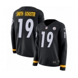 Women's Nike Pittsburgh Steelers #19 JuJu Smith-Schuster Limited Black Therma Long Sleeve NFL Jersey