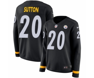 Women's Nike Pittsburgh Steelers #20 Cameron Sutton Limited Black Therma Long Sleeve NFL Jersey