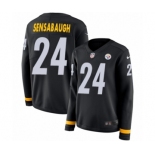 Women's Nike Pittsburgh Steelers #24 Coty Sensabaugh Limited Black Therma Long Sleeve NFL Jersey