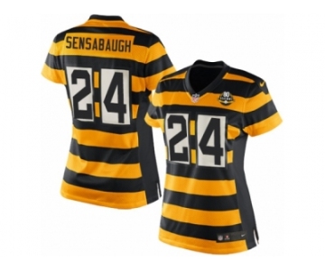 Women's Nike Pittsburgh Steelers #24 Coty Sensabaugh Limited Yellow Black Alternate 80TH Anniversary Throwback NFL