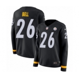 Women's Nike Pittsburgh Steelers #26 Le'Veon Bell Limited Black Therma Long Sleeve NFL Jersey