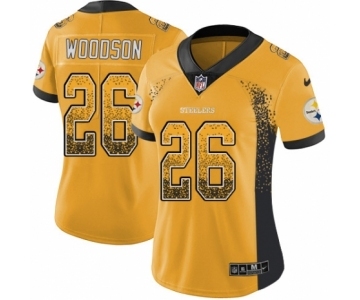 Women's Nike Pittsburgh Steelers #26 Rod Woodson Limited Gold Rush Drift Fashion NFL Jersey