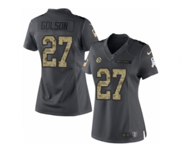 Women's Nike Pittsburgh Steelers #27 Senquez Golson Limited Black 2016 Salute to Service NFL Jersey