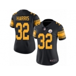 Women's Nike Pittsburgh Steelers #32 Franco Harris Limited Black Rush NFL Jersey