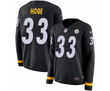 Women's Nike Pittsburgh Steelers #33 Merril Hoge Limited Black Therma Long Sleeve NFL Jersey