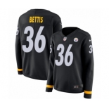 Women's Nike Pittsburgh Steelers #36 Jerome Bettis Limited Black Therma Long Sleeve NFL Jersey