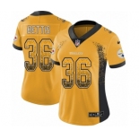 Women's Nike Pittsburgh Steelers #36 Jerome Bettis Limited Gold Rush Drift Fashion NFL Jersey