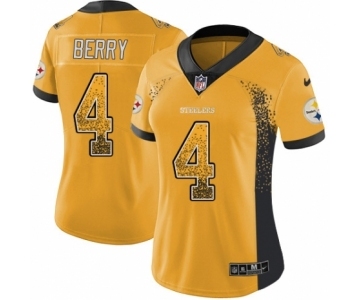 Women's Nike Pittsburgh Steelers #4 Jordan Berry Limited Gold Rush Drift Fashion NFL Jersey