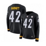 Women's Nike Pittsburgh Steelers #42 Morgan Burnett Limited Black Therma Long Sleeve NFL Jersey