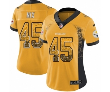 Women's Nike Pittsburgh Steelers #45 Roosevelt Nix Limited Gold Rush Drift Fashion NFL Jersey