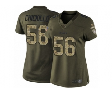 Women's Nike Pittsburgh Steelers #56 Anthony Chickillo Limited Green Salute to Service NFL Jersey