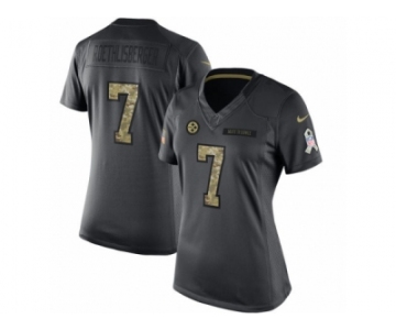 Women's Nike Pittsburgh Steelers #7 Ben Roethlisberger Limited Black 2016 Salute to Service NFL Jersey