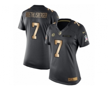 Women's Nike Pittsburgh Steelers #7 Ben Roethlisberger Limited Black Gold Salute to Service NFL Jersey