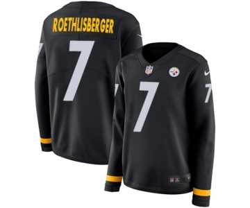 Women's Nike Pittsburgh Steelers #7 Ben Roethlisberger Limited Black Therma Long Sleeve NFL Jersey