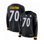 Women's Nike Pittsburgh Steelers #70 Ernie Stautner Limited Black Therma Long Sleeve NFL Jersey