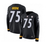 Women's Nike Pittsburgh Steelers #75 Joe Greene Limited Black Therma Long Sleeve NFL Jersey