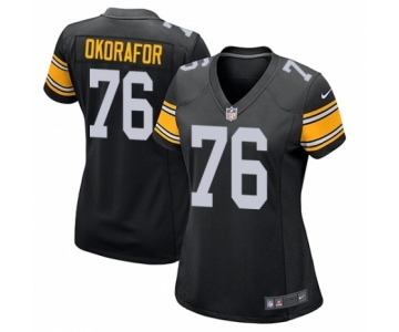 Women's Nike Pittsburgh Steelers #76 Chukwuma Okorafor Game Black Alternate NFL Jersey