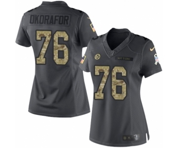 Women's Nike Pittsburgh Steelers #76 Chukwuma Okorafor Limited Black 2016 Salute to Service NFL Jersey