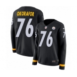 Women's Nike Pittsburgh Steelers #76 Chukwuma Okorafor Limited Black Therma Long Sleeve NFL Jersey