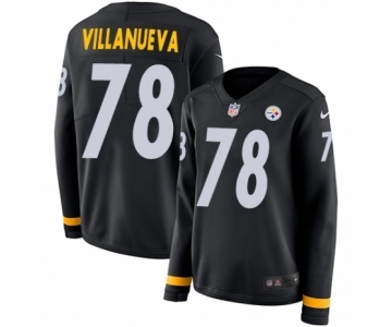 Women's Nike Pittsburgh Steelers #78 Alejandro Villanueva Limited Black Therma Long Sleeve NFL Jersey