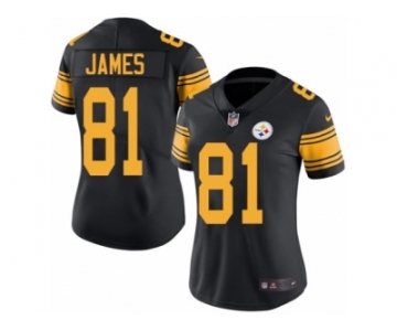 Women's Nike Pittsburgh Steelers #81 Jesse James Limited Black Rush NFL Jersey