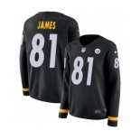 Women's Nike Pittsburgh Steelers #81 Jesse James Limited Black Therma Long Sleeve NFL Jersey